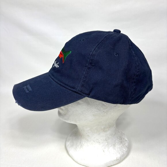 Simms Fishing Idaho Angler Blue Embroidered Trout Distressed Strapback Cap Hat - Picture 2 of 7